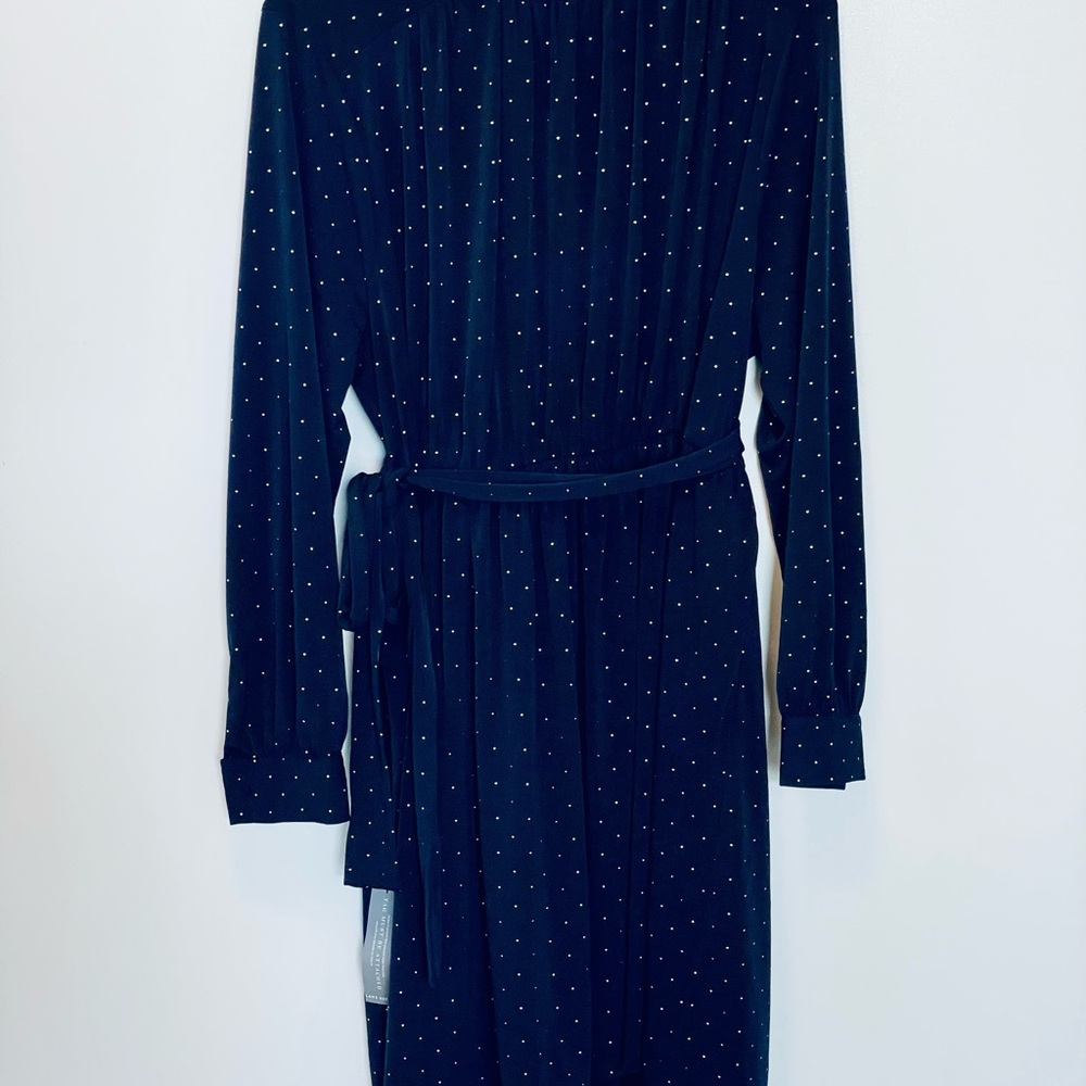 Lane Bryant Navy Long Sleeve Dress with Gold Dots